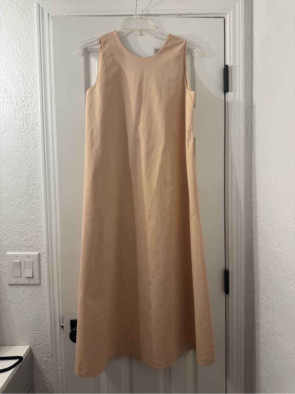 Minimal A-Line Maxi Dress in Light Beige